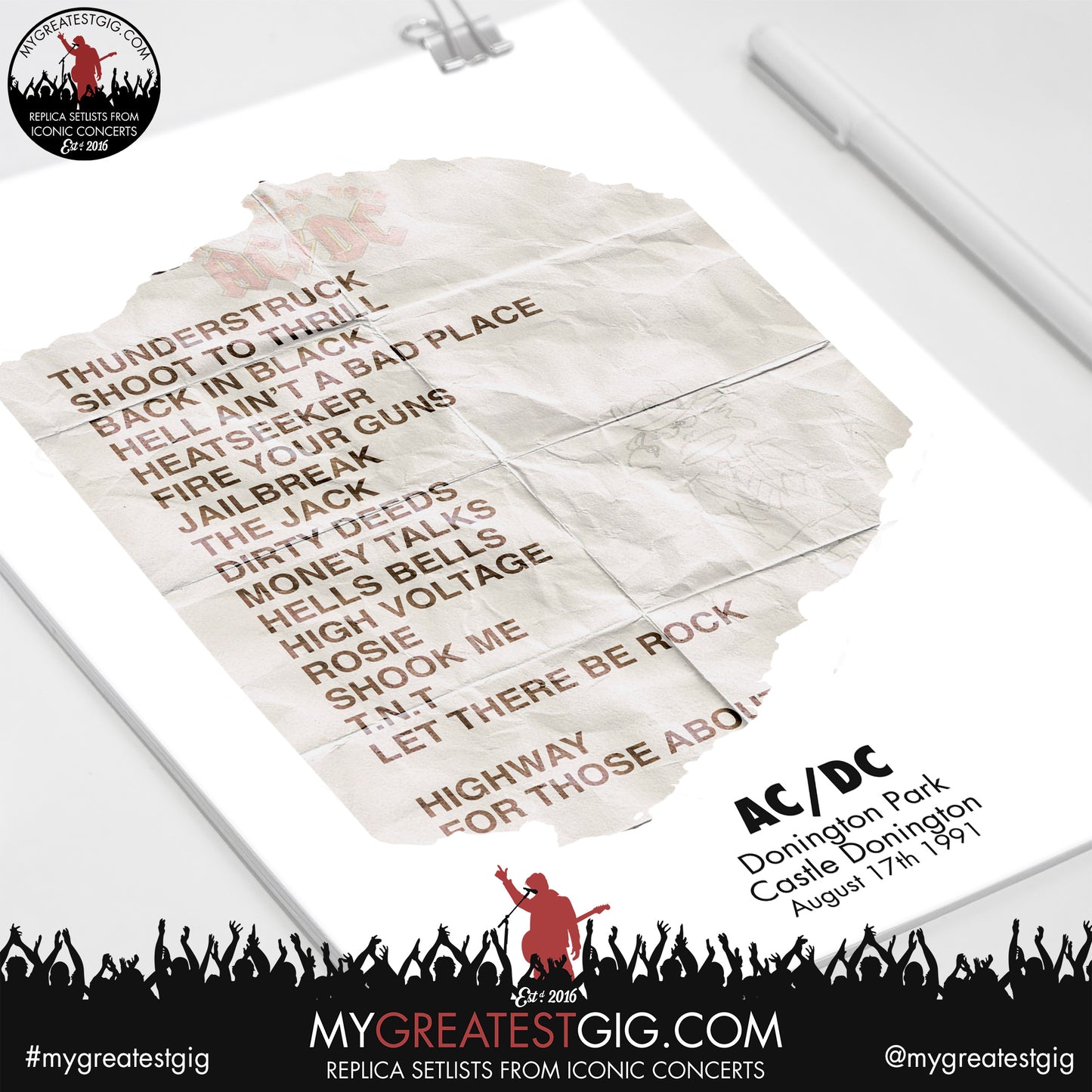 AC/DC - Monsters Of Rock - Aug 17th 1991 Recreated Set List Poster