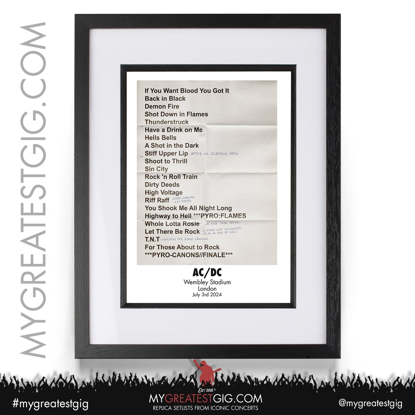 AC/DC - Wembley Stadium - July 3rd/7th 2024 Replica Setlist Poster