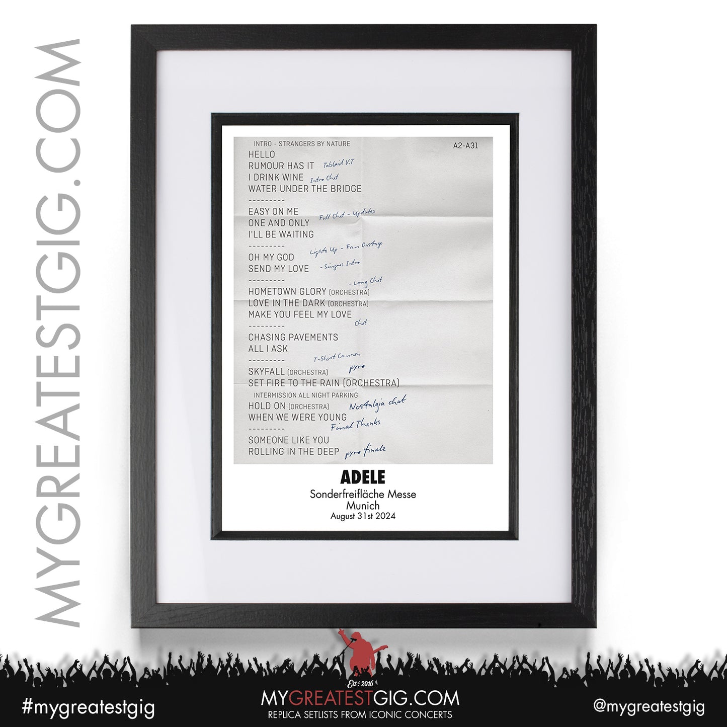 Adele - Munich - August 2024 Replica Setlist Posters
