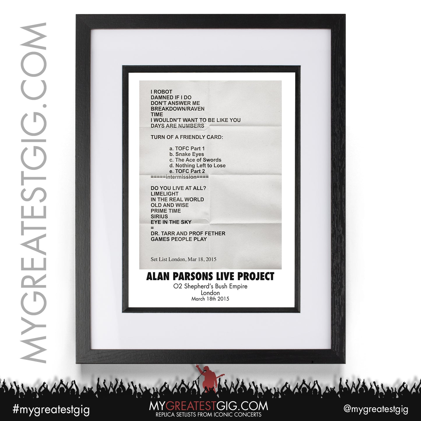 Alan Parsons Live Project - London - March 18th 2015 Replica Setlist Poster