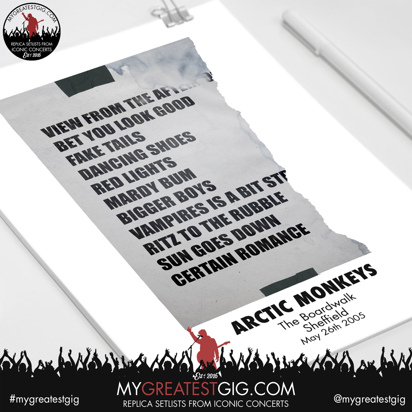 Arctic Monkeys - Sheffield - May 26th 2005 Recreated Set List Poster