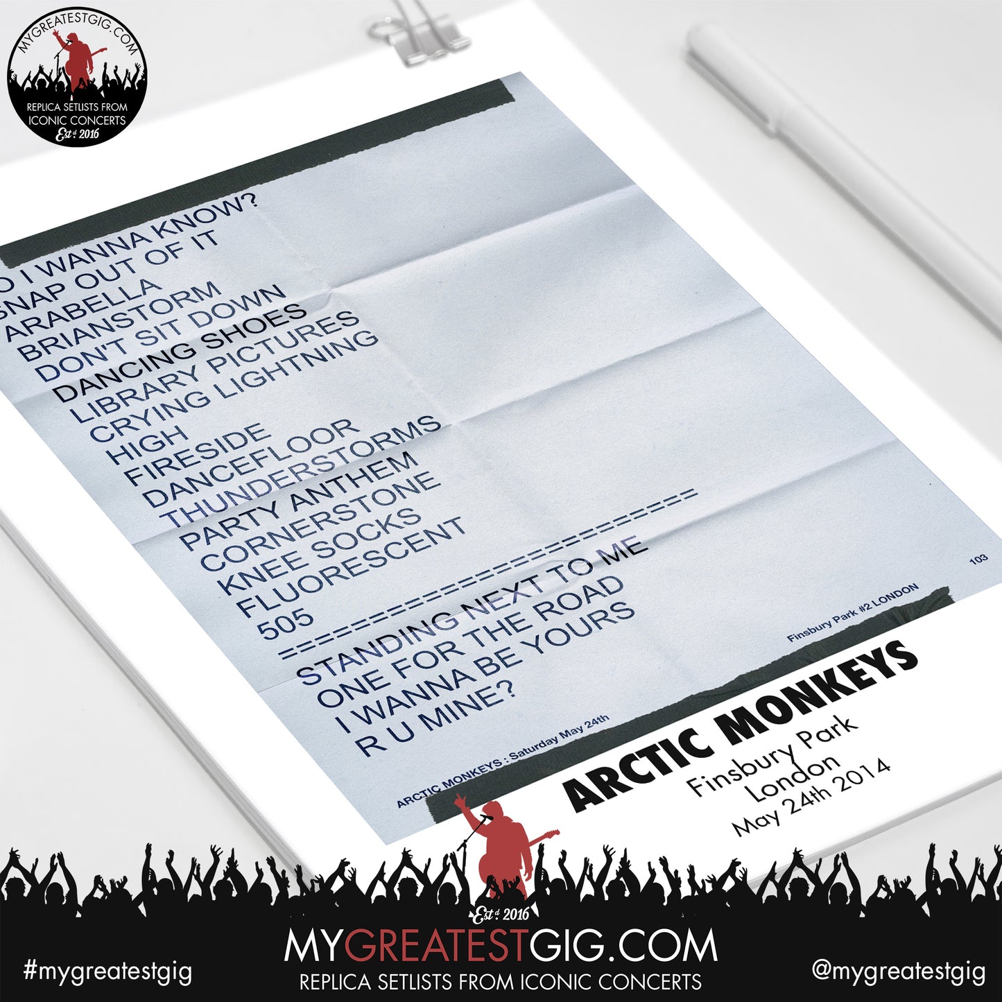 Arctic Monkeys - London - May 24th 2014 Replica Setlist Poster