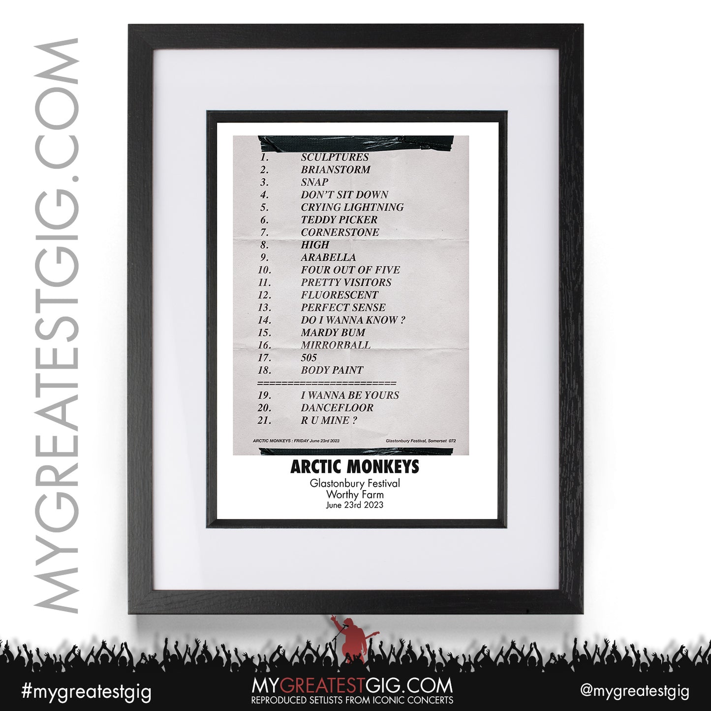 Arctic Monkeys - Glastonbury Festival - June 23rd 2023 Recreated Setlist Poster