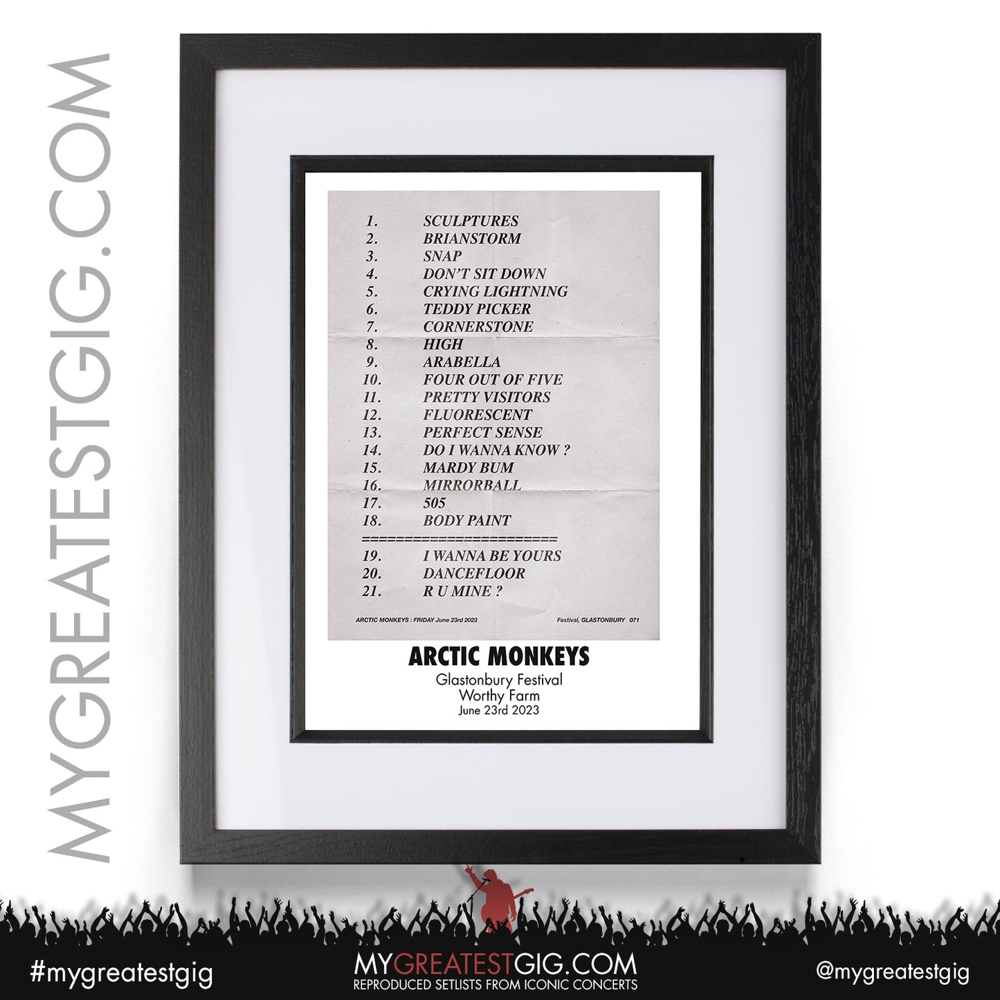 Arctic Monkeys - Glastonbury Festival - June 23rd 2023 Recreated Setlist Poster