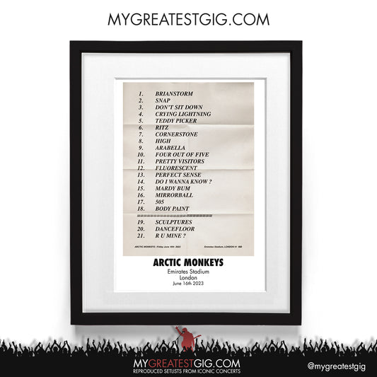 Arctic Monkeys - London - June 16th 2023 Recreated Setlist Poster