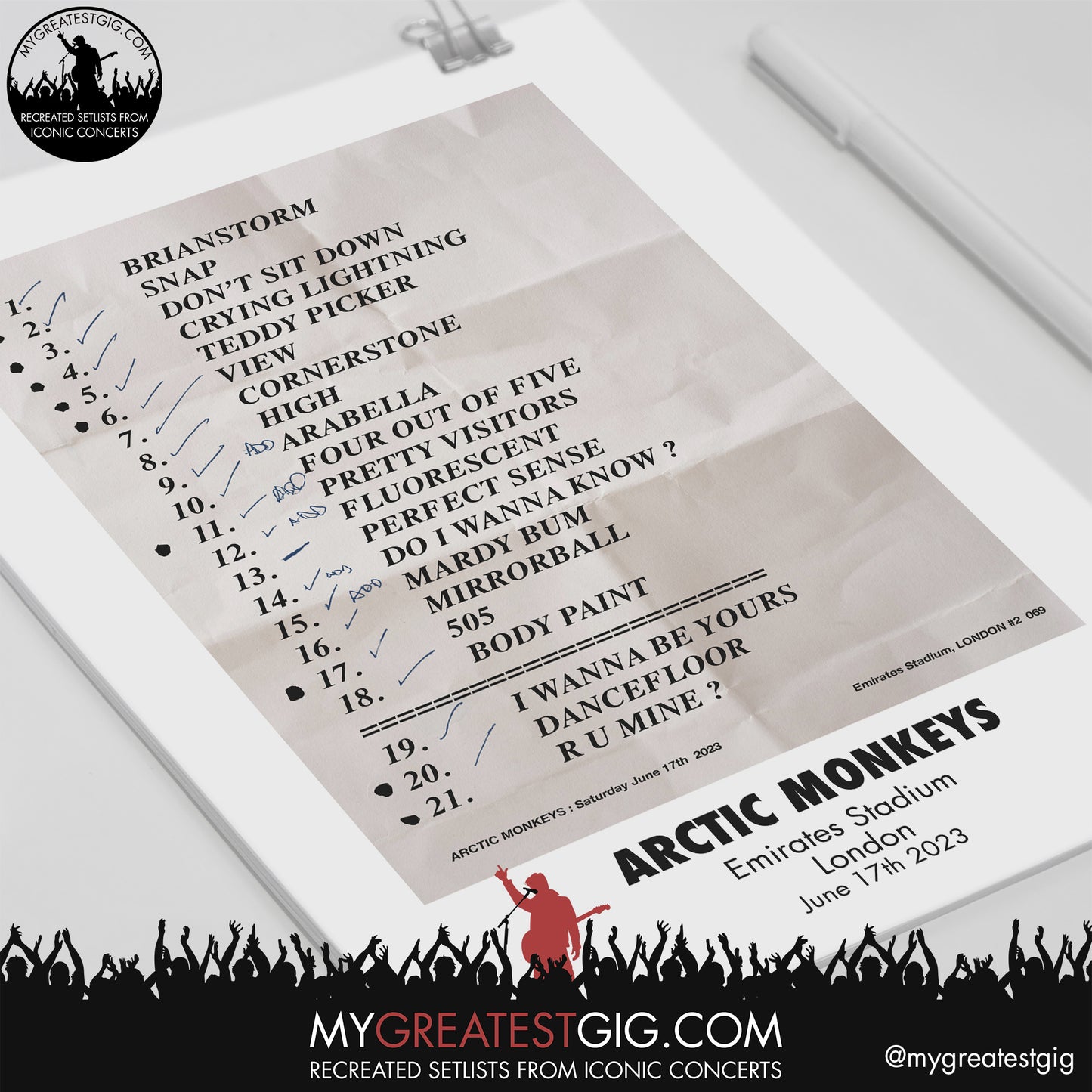 Arctic Monkeys - London - June 17th 2023 Recreated Setlist Poster