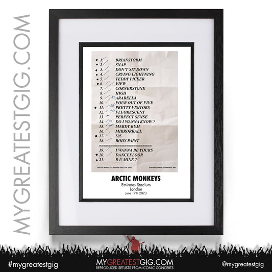 Arctic Monkeys - London - June 17th 2023 Recreated Setlist Poster