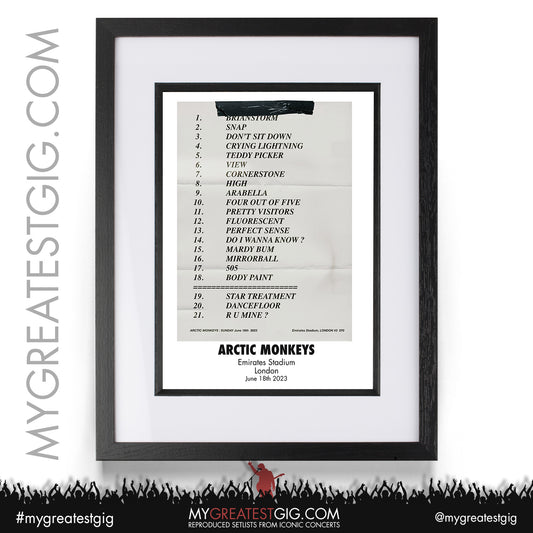 Arctic Monkeys - London - June 18th 2023 Recreated Setlist Poster