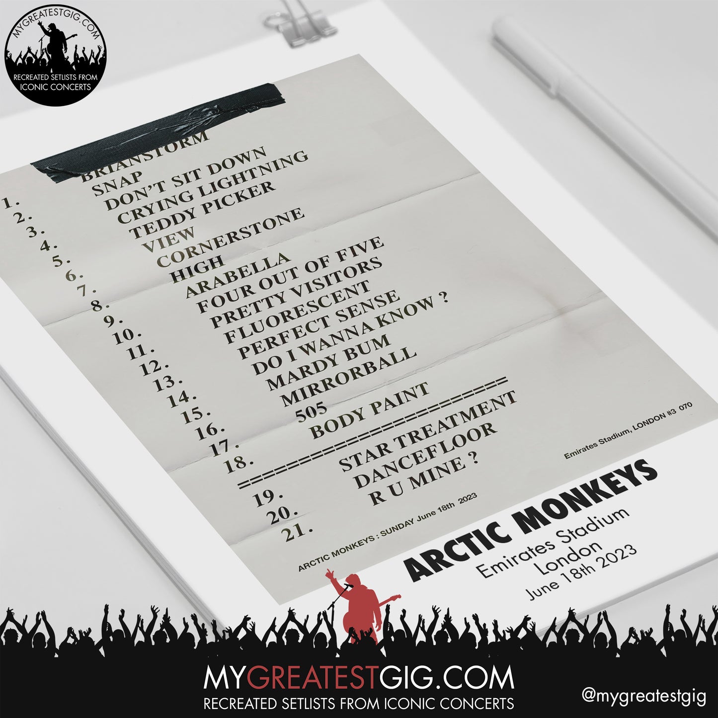 Arctic Monkeys - London - June 18th 2023 Recreated Setlist Poster