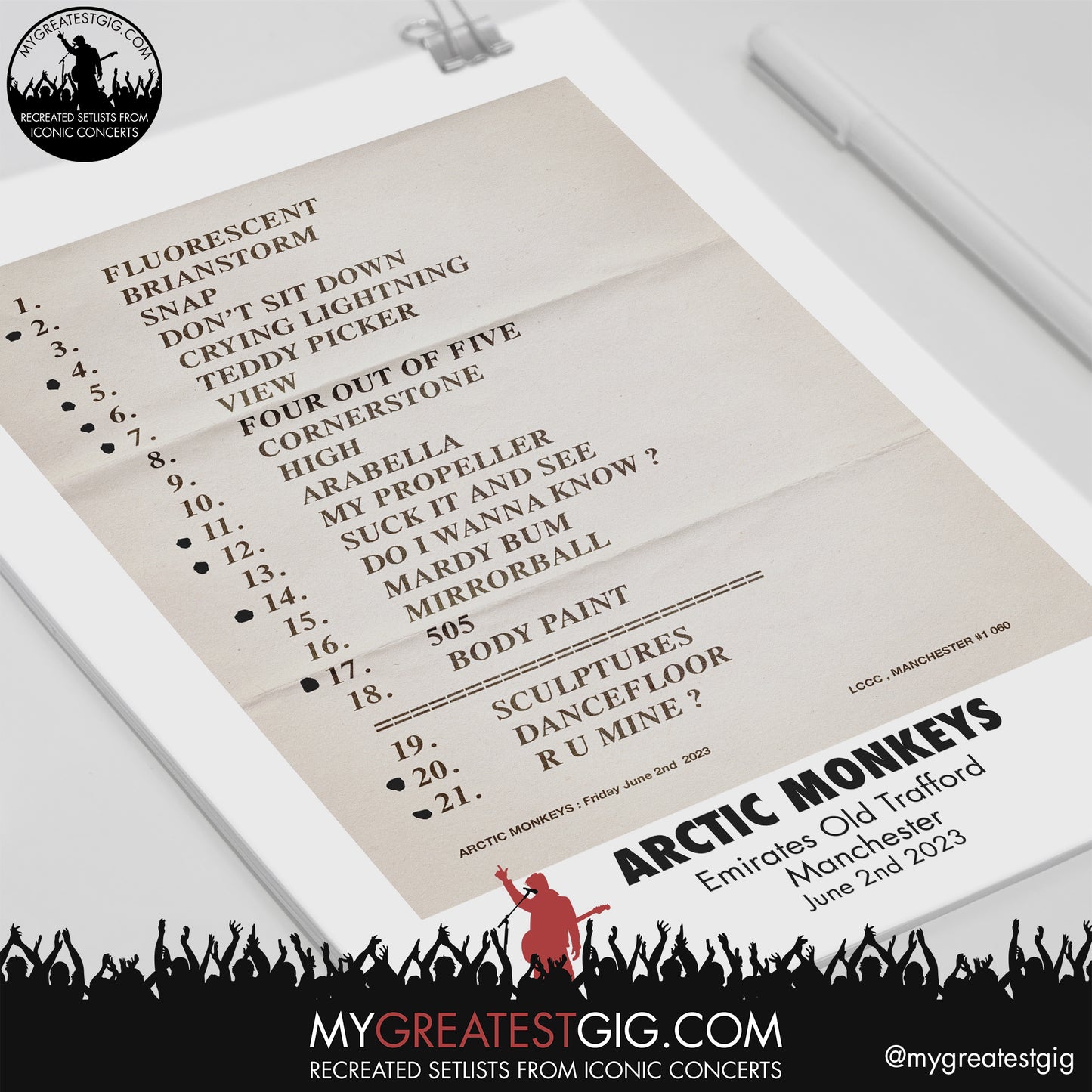 Arctic Monkeys - Manchester - June 2nd 2023 Recreated Setlist Poster