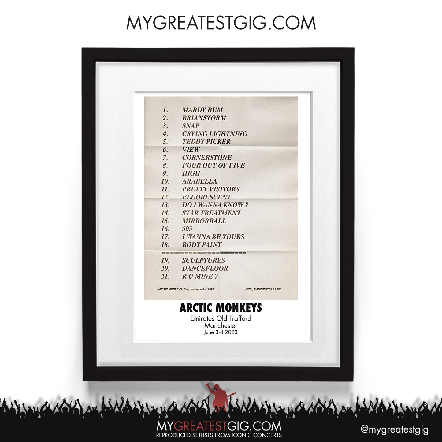 Arctic Monkeys - Manchester - June 3rd 2023 Recreated Setlist Poster