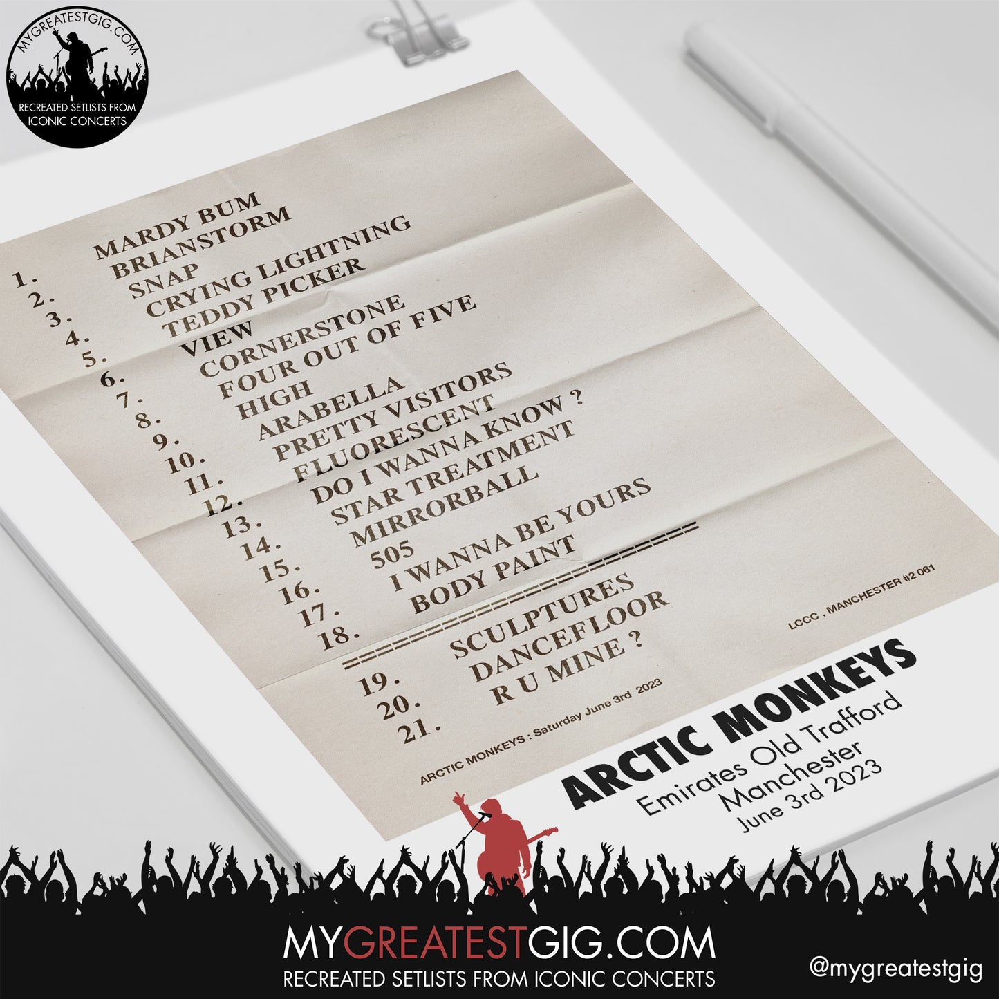 Arctic Monkeys - Manchester - June 3rd 2023 Recreated Setlist Poster
