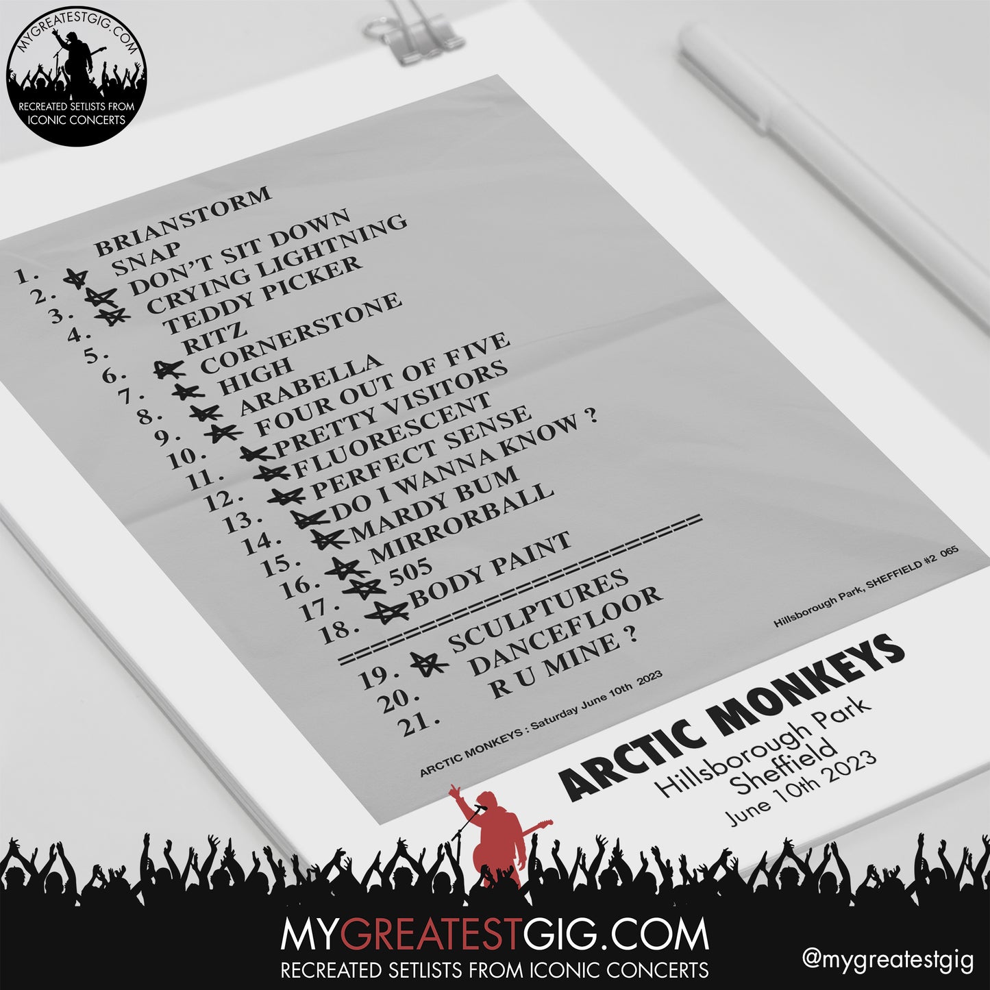 Arctic Monkeys - Sheffield - June 10th 2023 Recreated Setlist Poster
