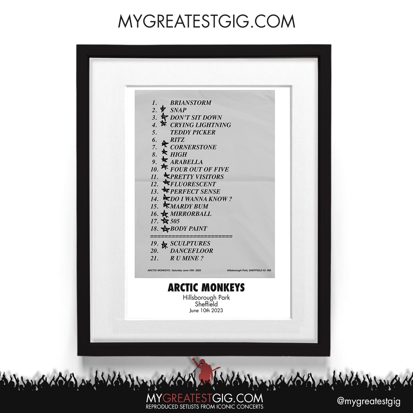 Arctic Monkeys - Sheffield - June 10th 2023 Recreated Setlist Poster