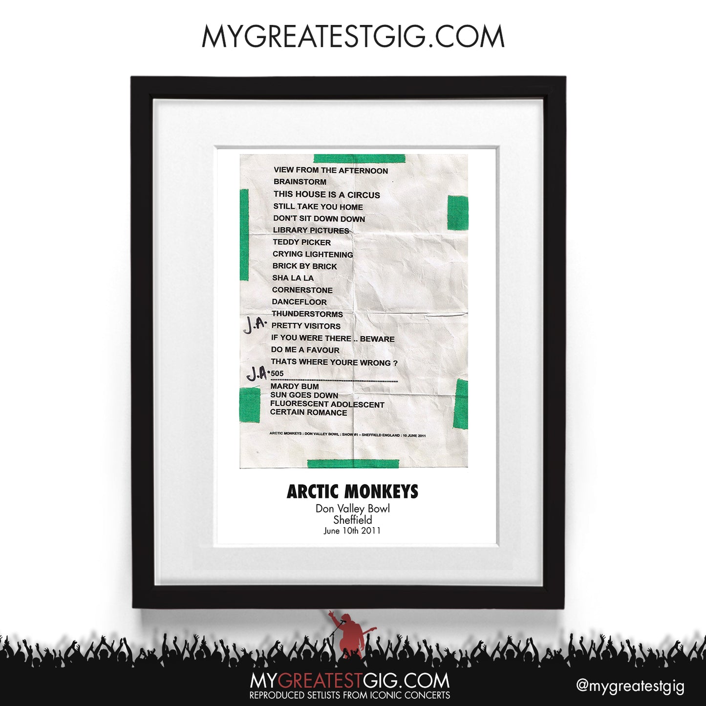 Arctic Monkeys - Sheffield - June 10th 2011 Recreated Setlist Poster