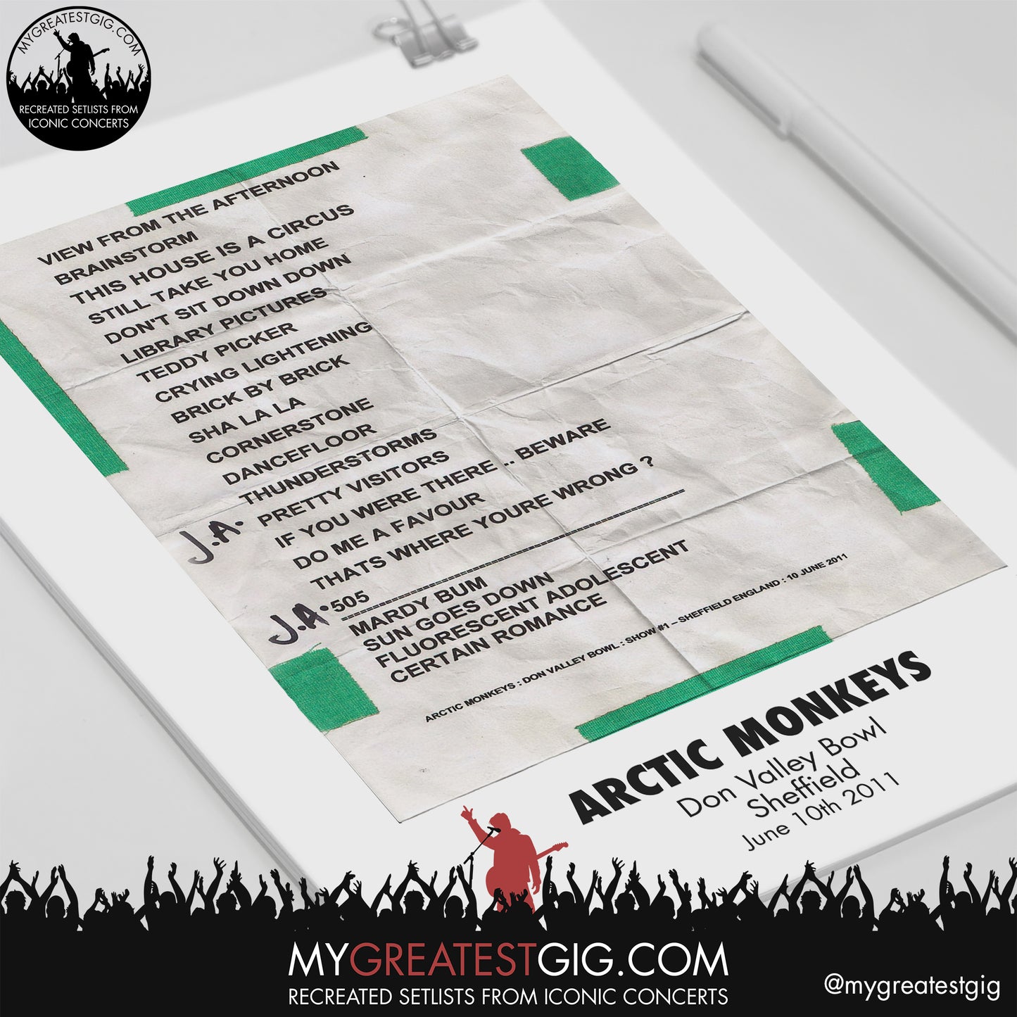 Arctic Monkeys - Sheffield - June 10th 2011 Recreated Setlist Poster