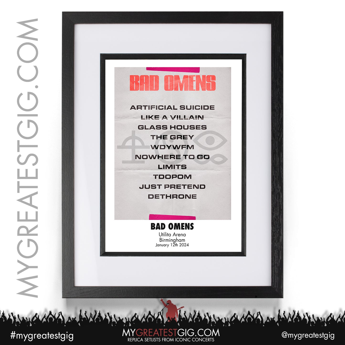 Bad Omens - Birmingham - January 12th 2024 Replica Setlist Poster