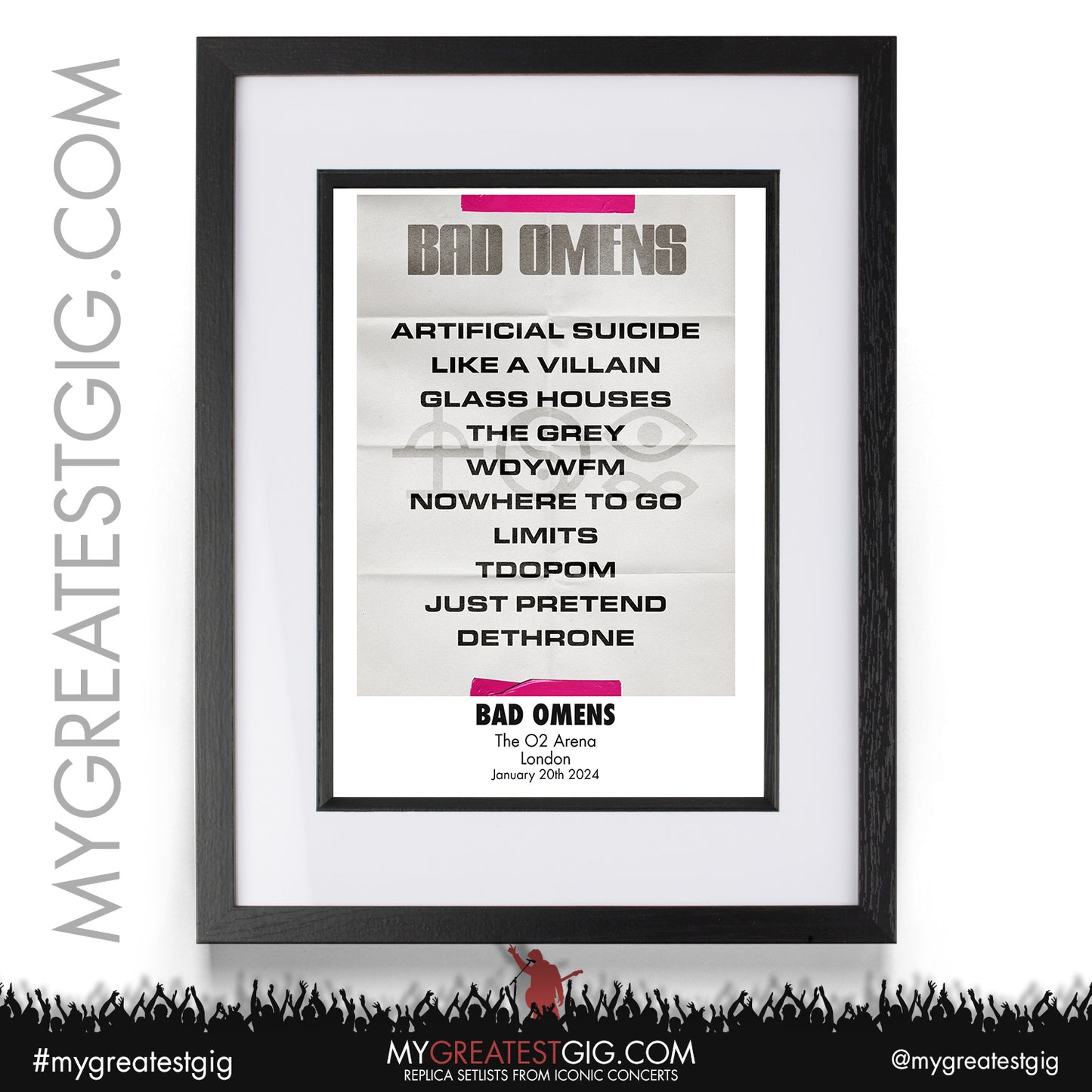 Bad Omens - London - January 20th 2024 Replica Setlist Poster