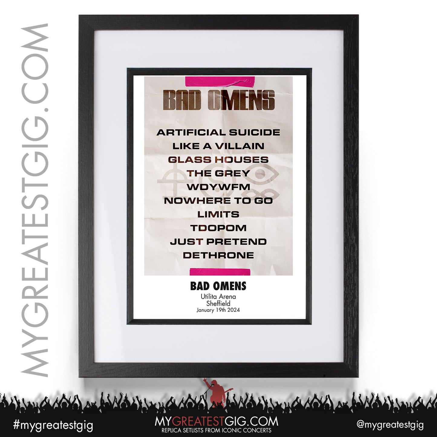 Bad Omens - Sheffield - January 19th 2024 Replica Setlist Poster
