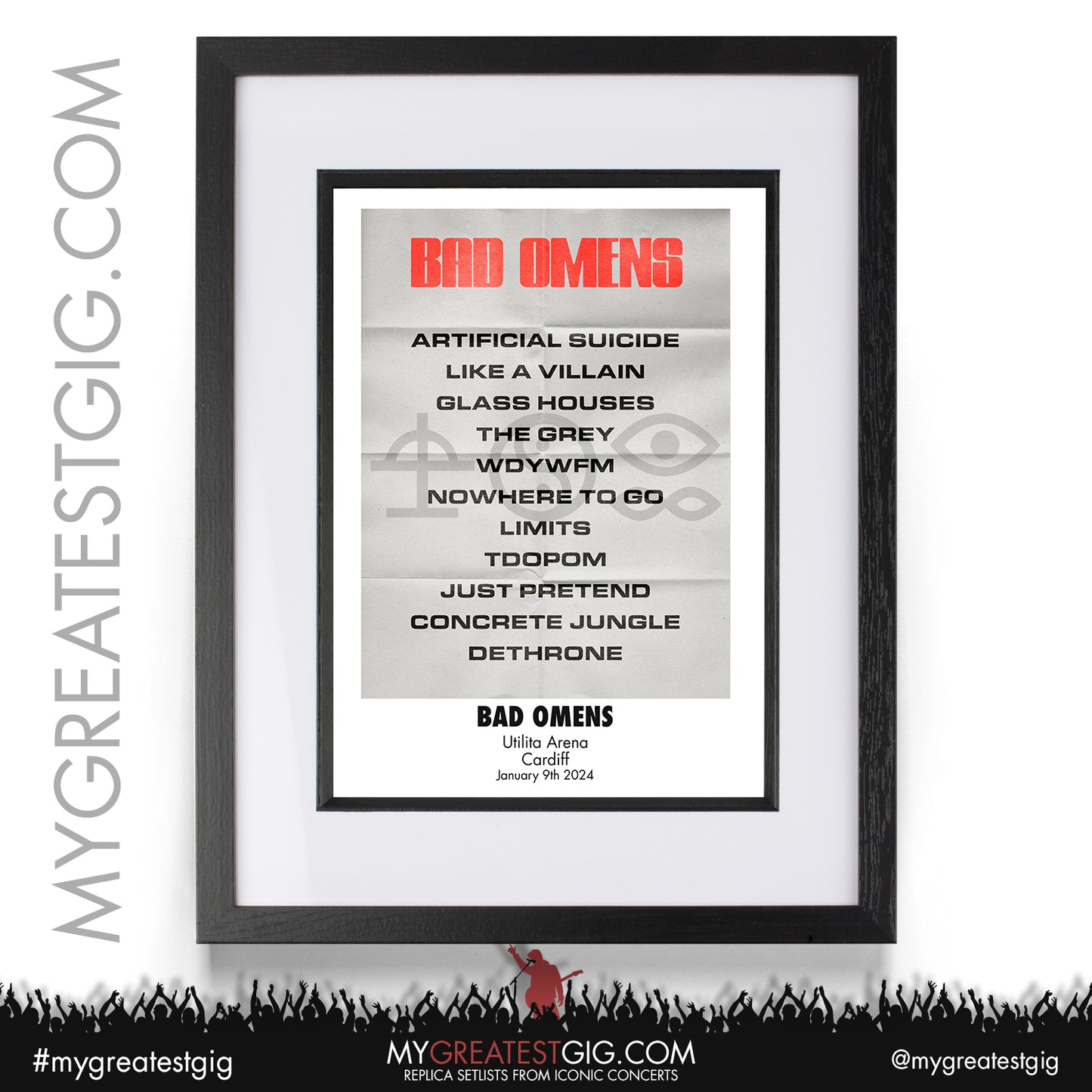 Bad Omens - Cardiff - January 9th 2024 Recreated Setlist Poster