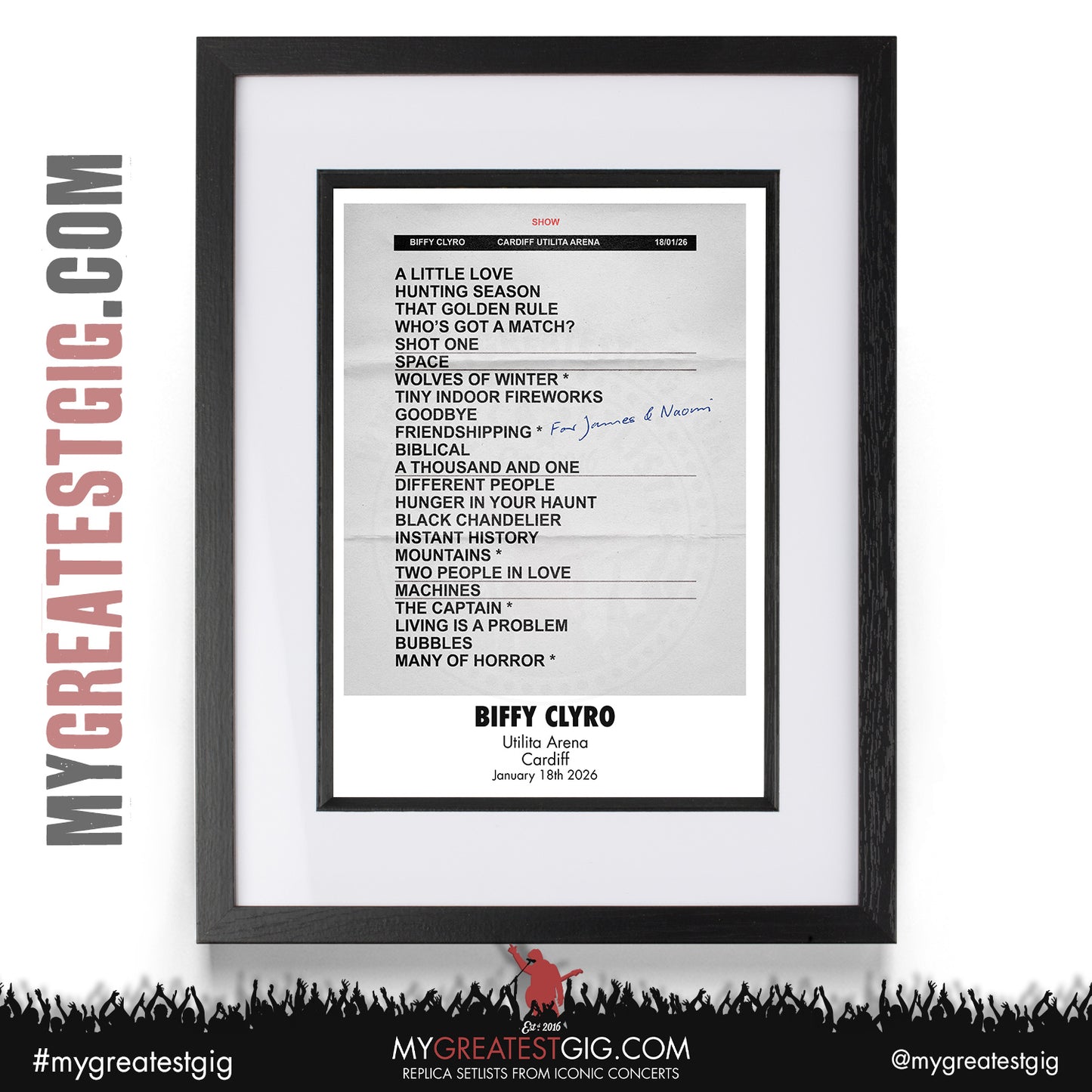 Biffy Clyro - Futique Tour 2026 - Replica Setlist Posters