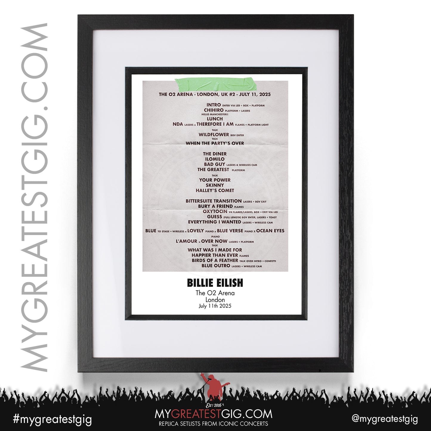 Billie Eilish - Hit Me Hard And Soft Tour 2025 - Replica Setlist Posters