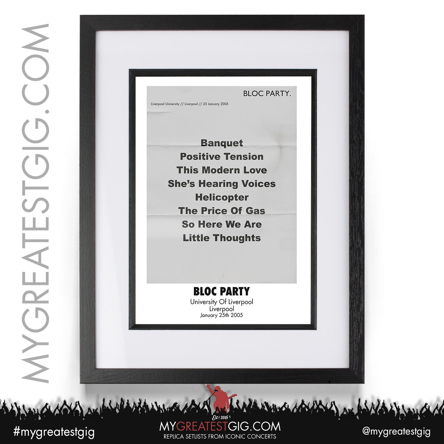 Bloc Party - Liverpool - January 25th 2005 Replica Setlist Poster