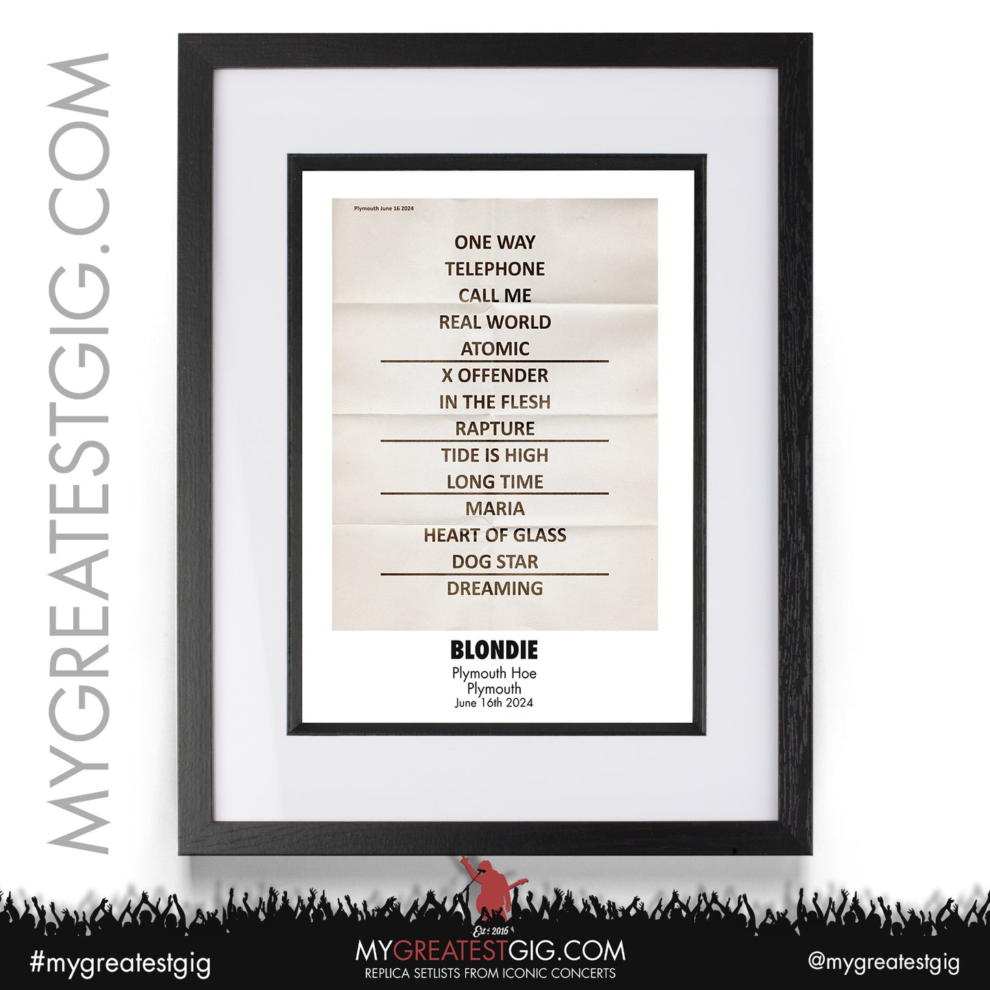 Blondie - Plymouth - June 16th 2024 Replica Setlist Poster