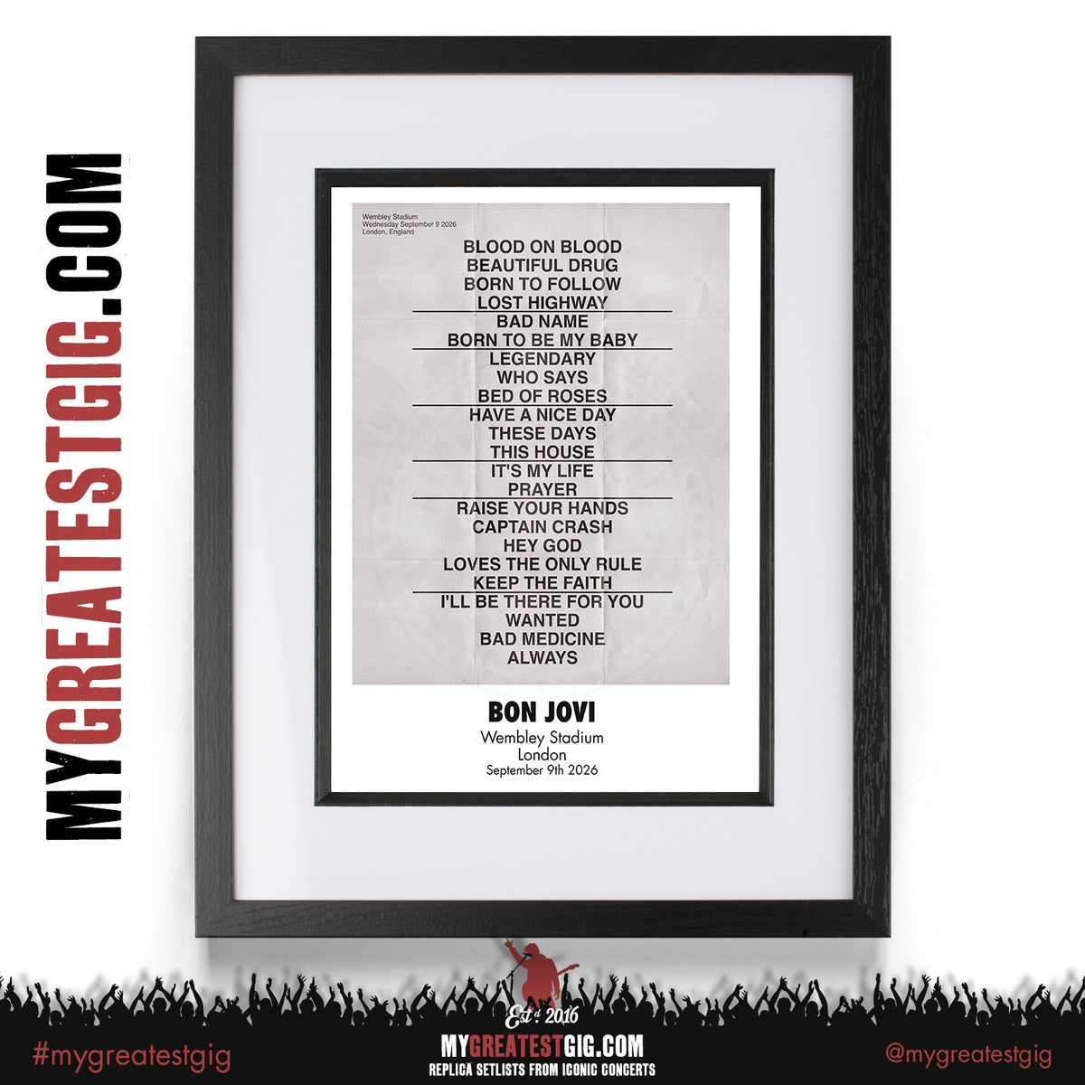 Bon Jovi - Forever Tour 2026 - Replica Setlist Posters