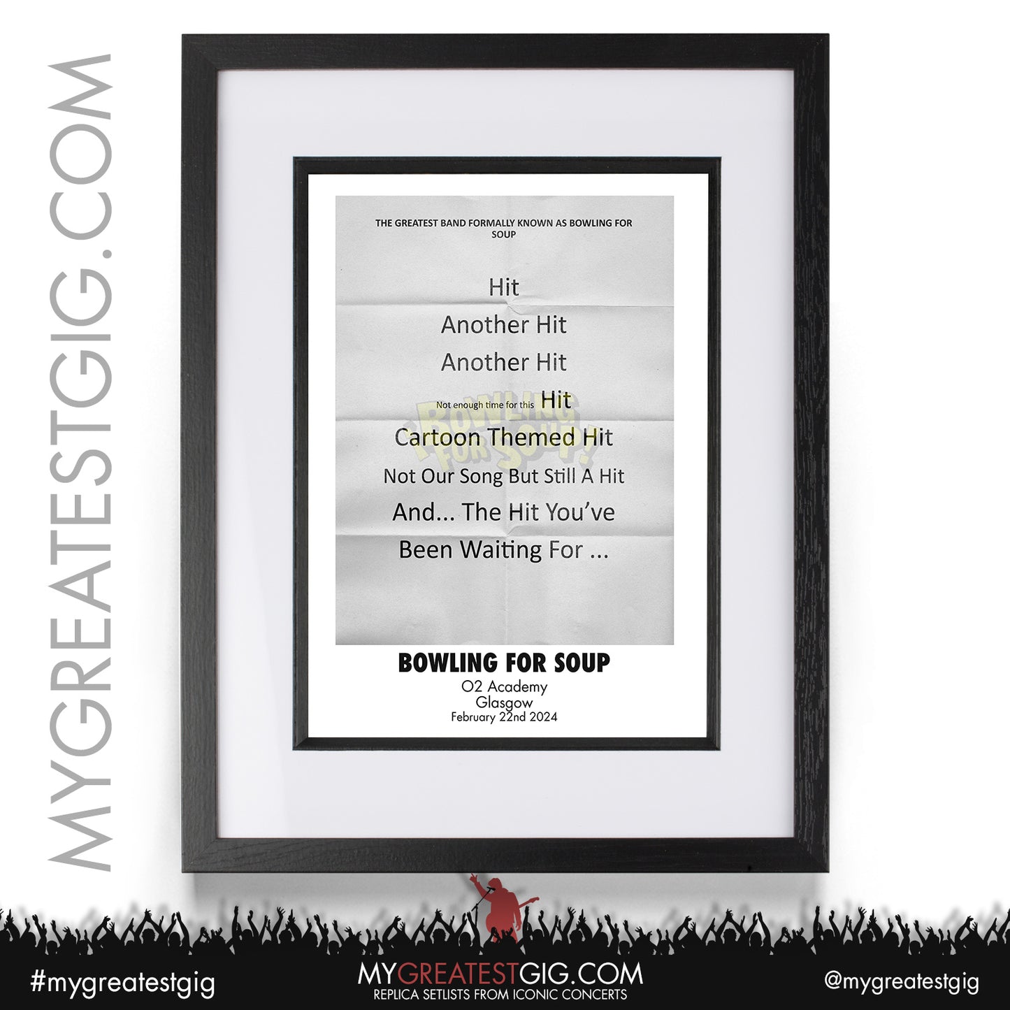 Bowling For Soup - Glasgow - February 22nd 2024 Replica Setlist Poster
