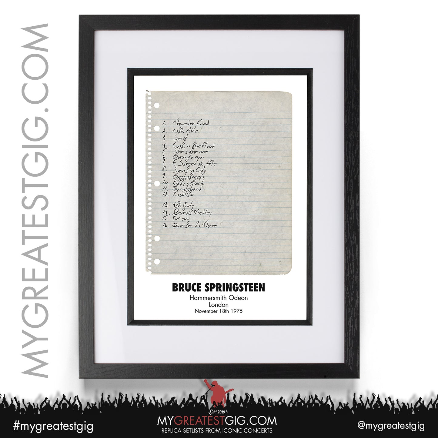 Bruce Springsteen - London - November 18th 1975 Replica Setlist Poster