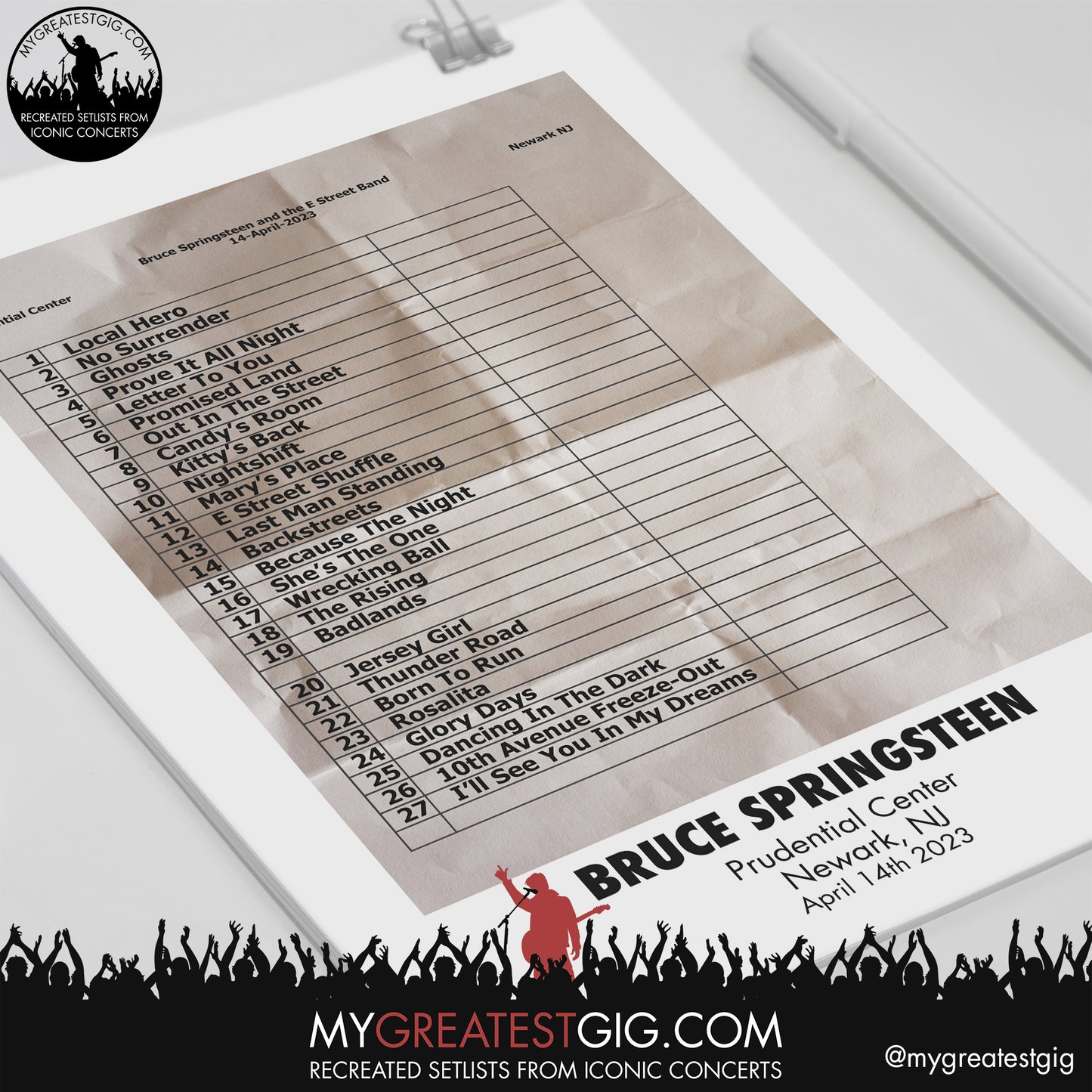 Bruce Springsteen - Newark - April 14th 2023 Recreated Setlist Poster