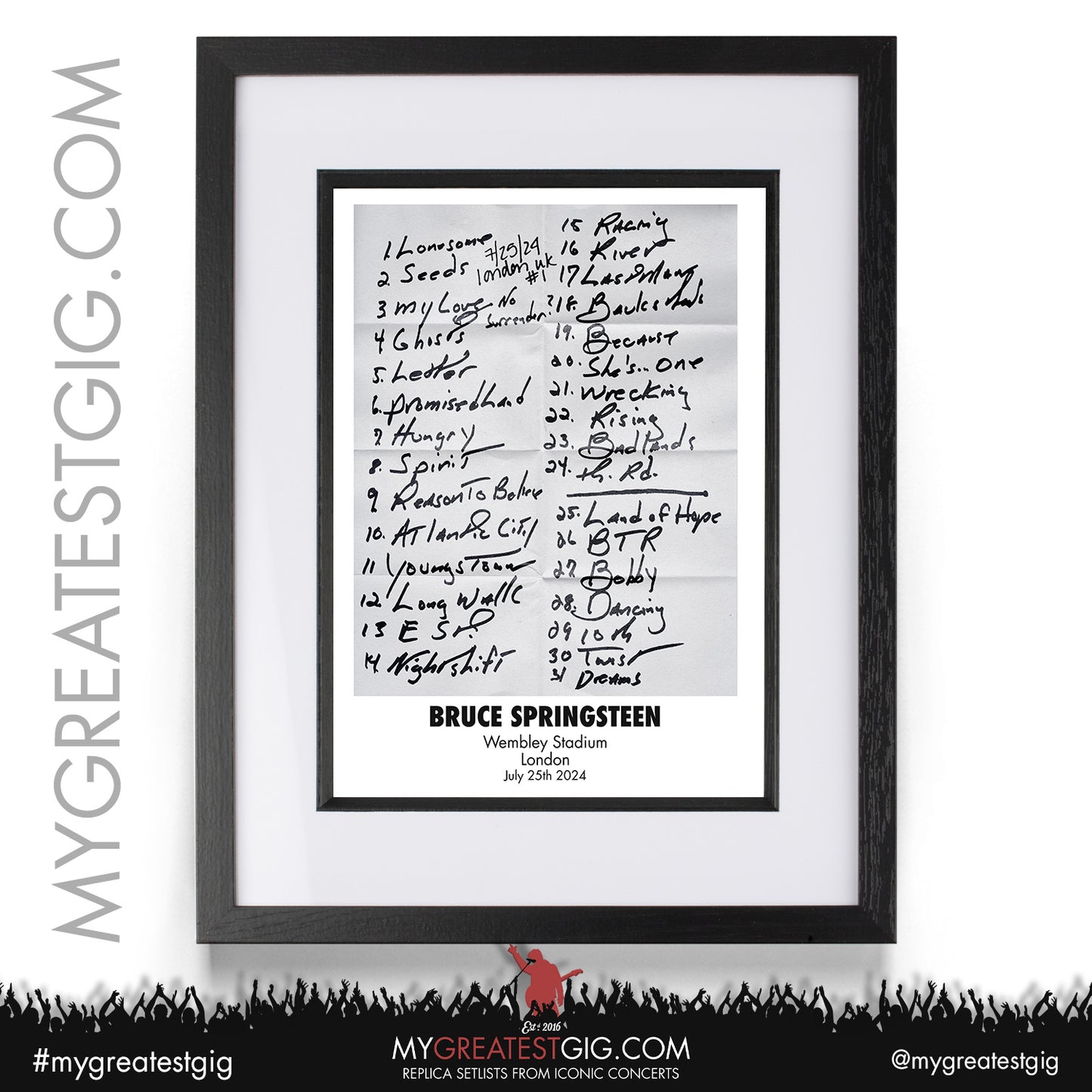 Bruce Springsteen - Wembley Stadium - July 25th / 27th 2024 Replica Setlist Poster