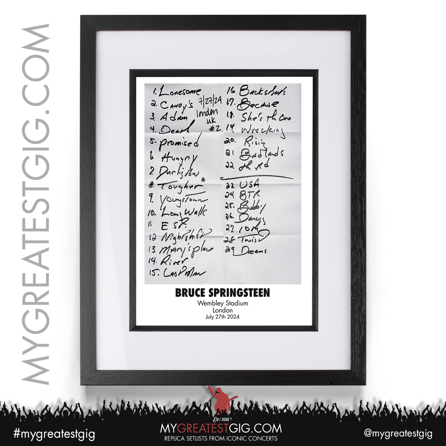 Bruce Springsteen - Wembley Stadium - July 25th / 27th 2024 Replica Setlist Poster