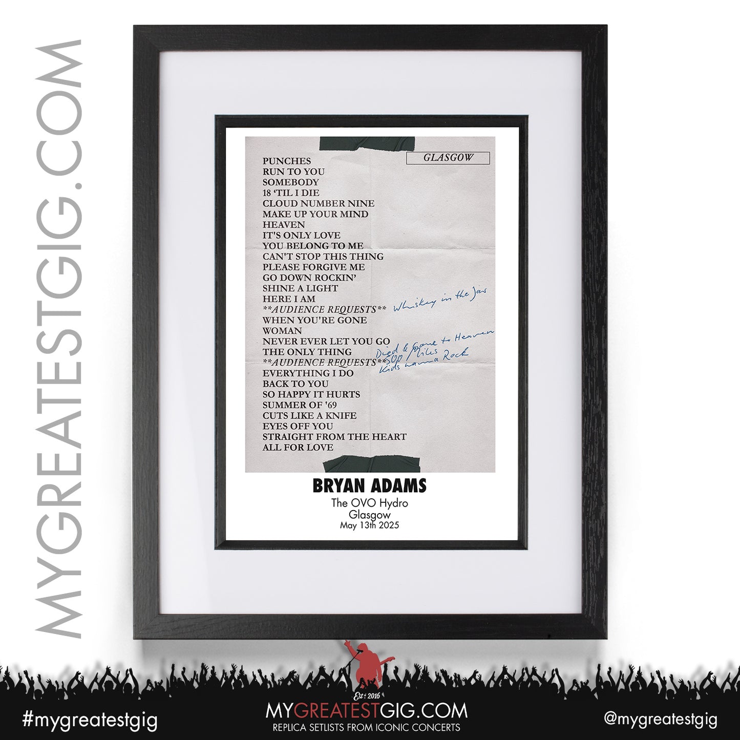 Bryan Adams - Roll With the Punches Tour 2025 - Replica Setlist Posters