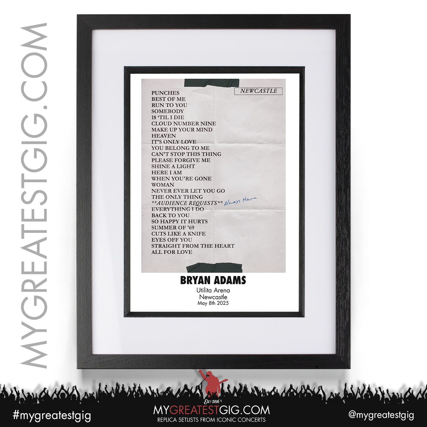 Bryan Adams - Roll With the Punches Tour 2025 - Replica Setlist Posters