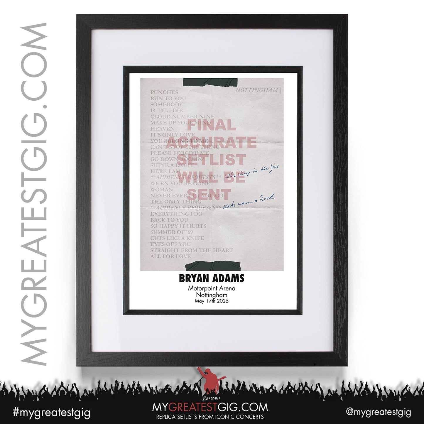 Bryan Adams - Roll With the Punches Tour 2025 - Replica Setlist Posters