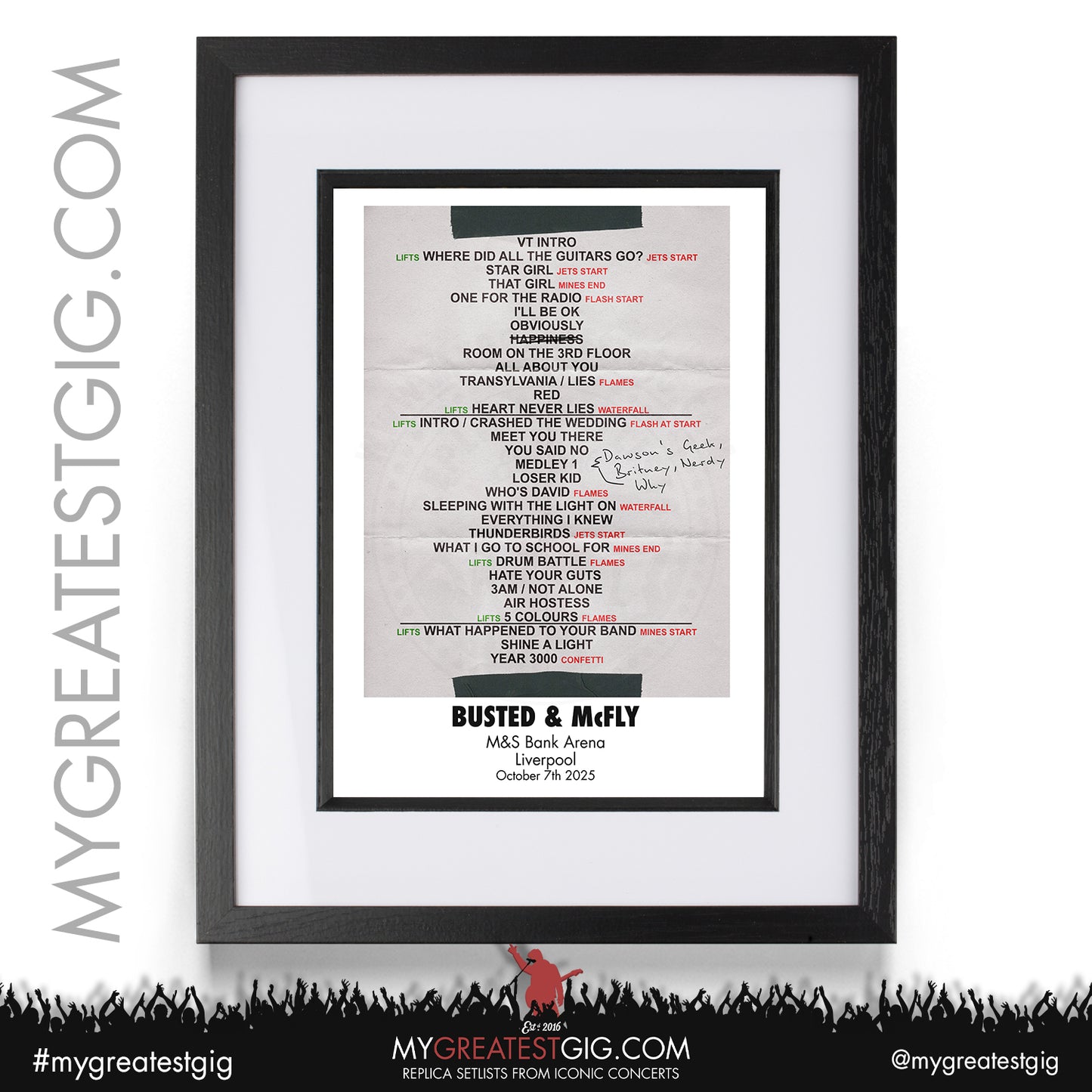 Busted & McFly - 2025 Tour - Replica Setlist Posters