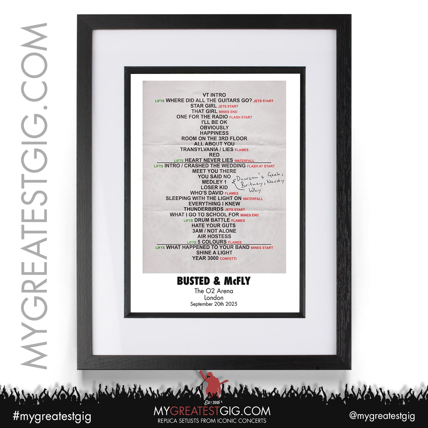 Busted & McFly - 2025 Tour - Replica Setlist Posters