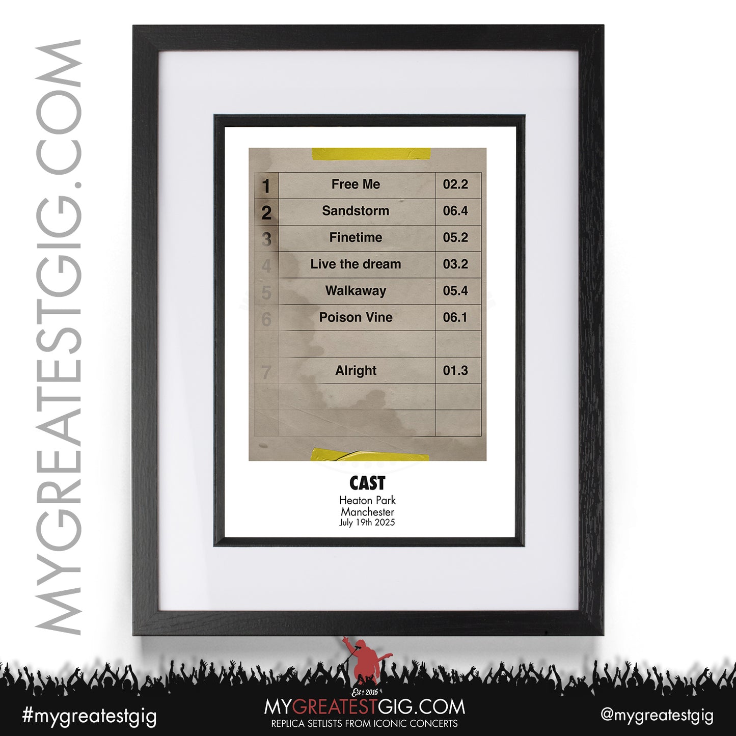 Cast - Live '25 - Oasis 2025 Tour Support Replica Setlist Posters