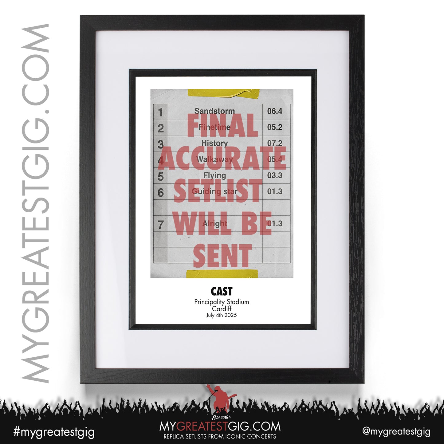 Cast - Live '25 - Oasis 2025 Tour Support Replica Setlist Posters