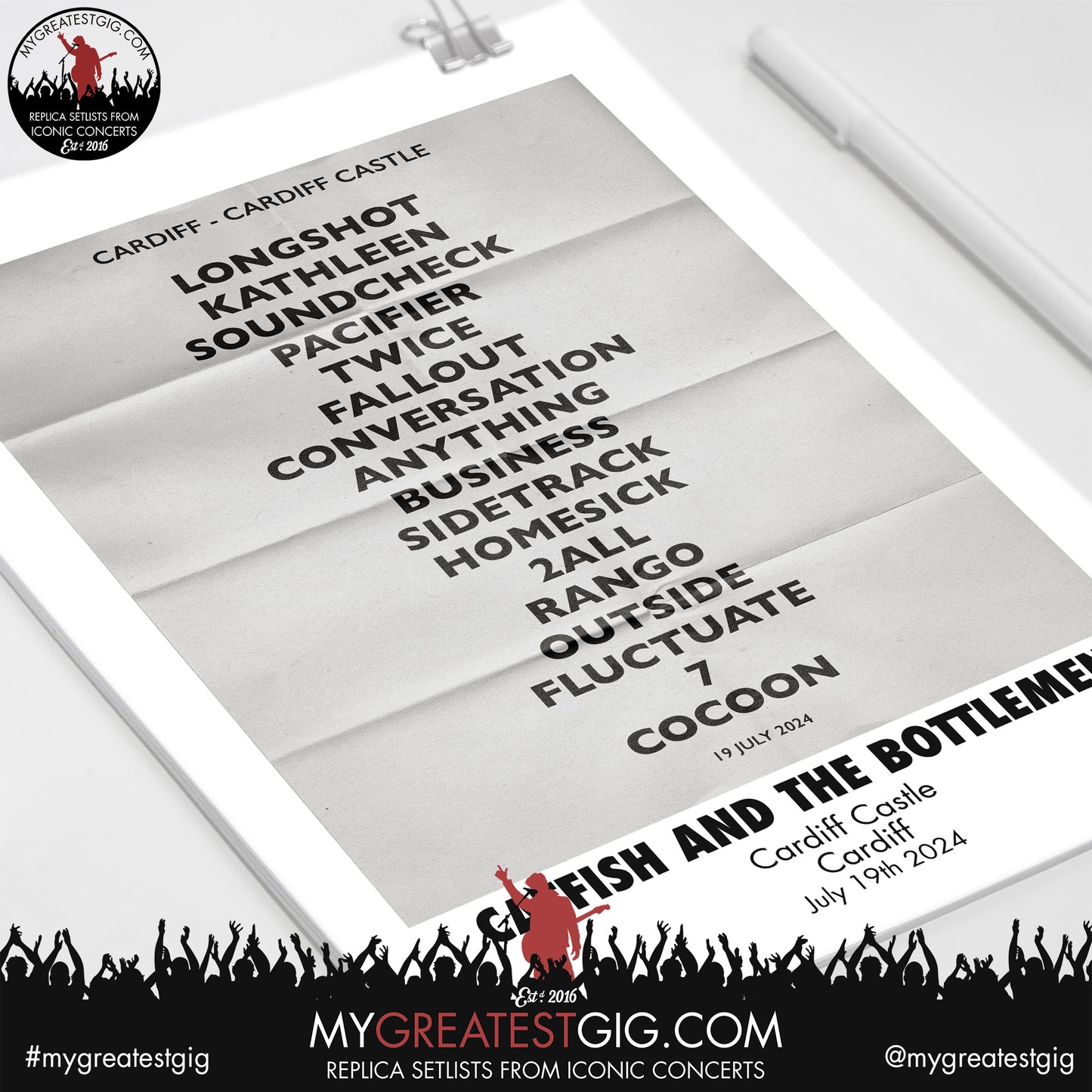 Catfish and the Bottlemen - Cardiff - July 19th / 20th 2024 Recreated Set List Poster