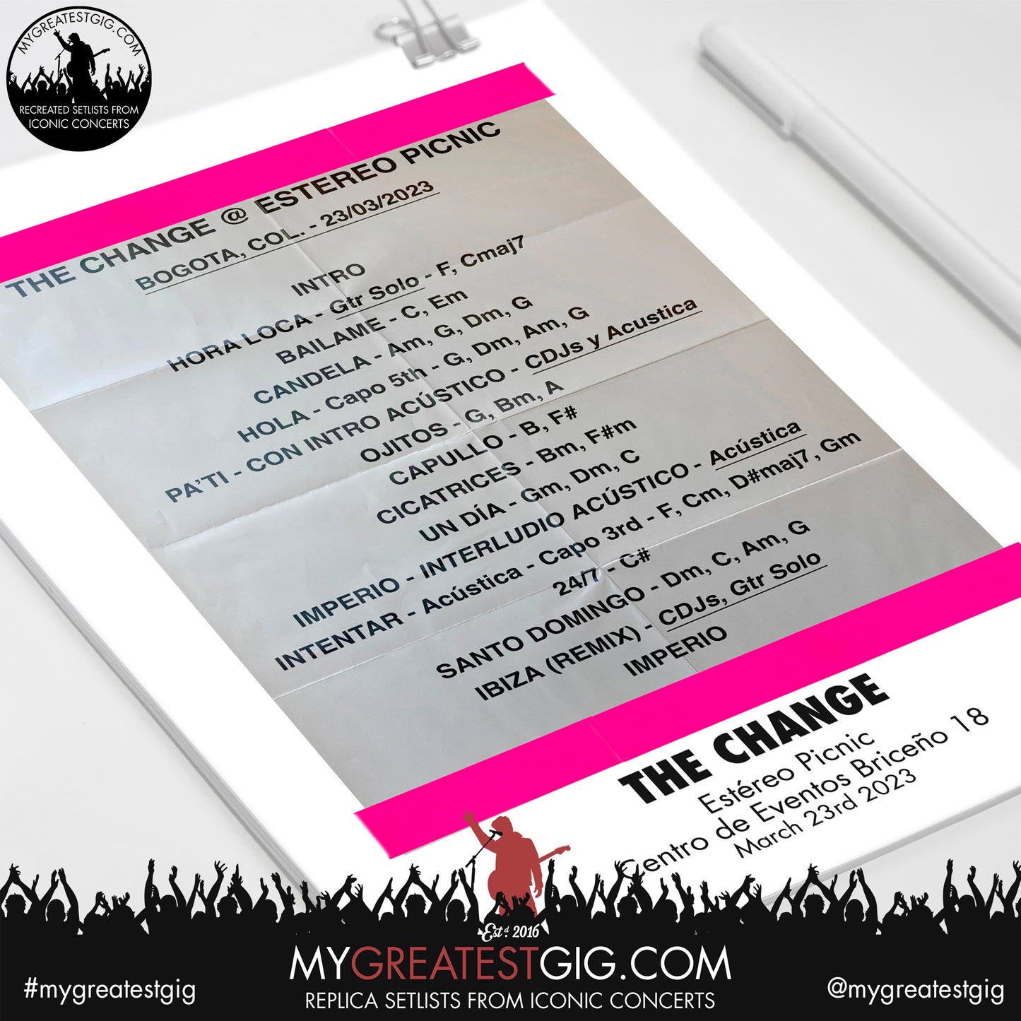 The Change - Estéreo Picnic - March 23rd 2023 Replica Setlist Poster