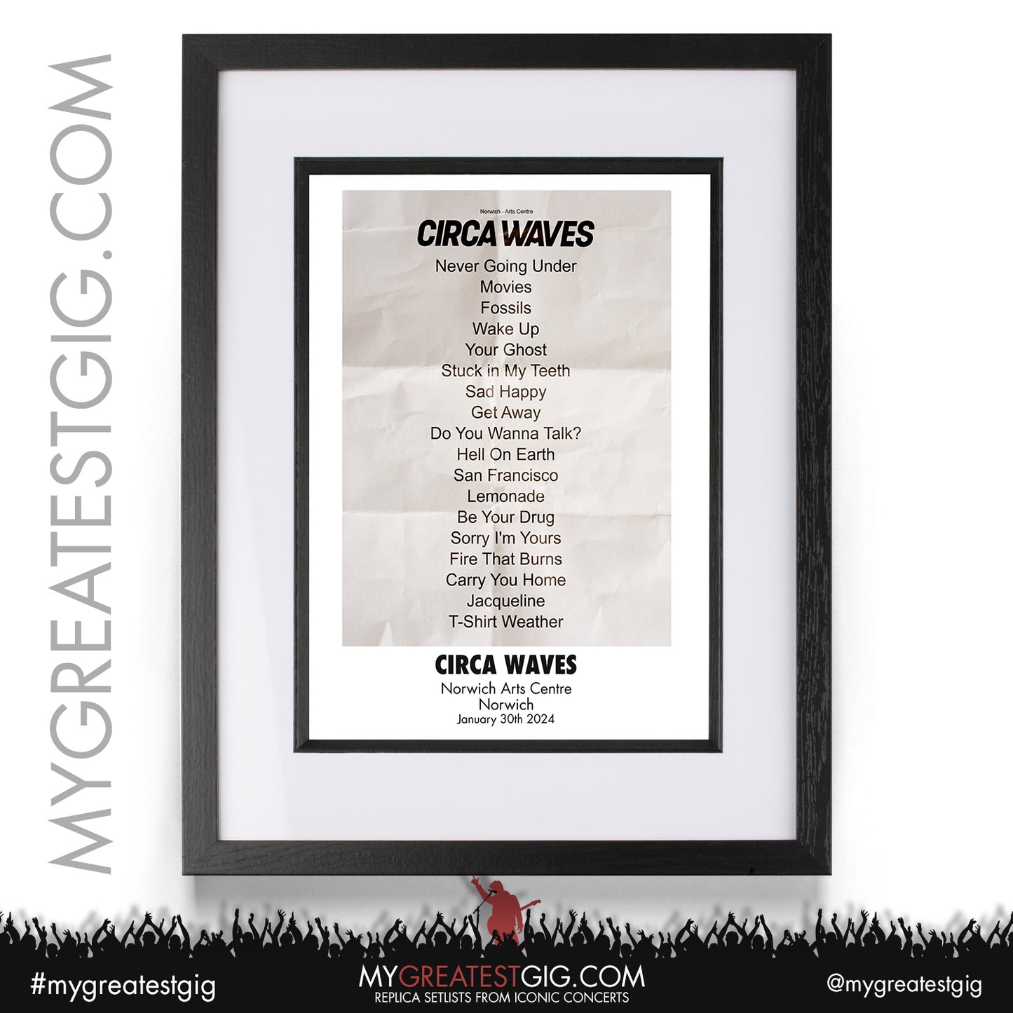 Circa Waves - Norwich - January 30th 2024 Replica Setlist Poster