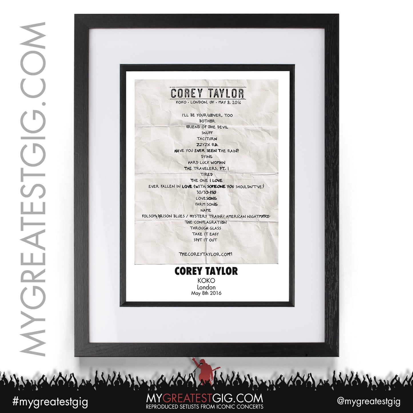 Corey Taylor - London - May 8th 2016 Recreated Setlist Poster
