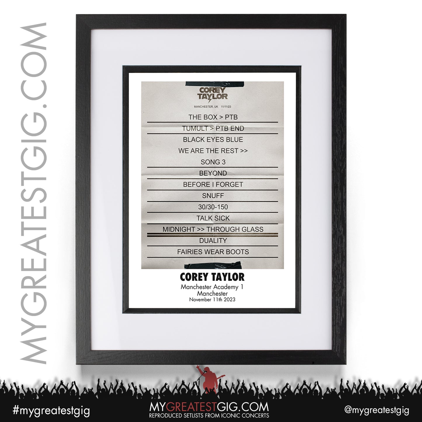 Corey Taylor - Manchester - November 11th 2023 Recreated Setlist Poster