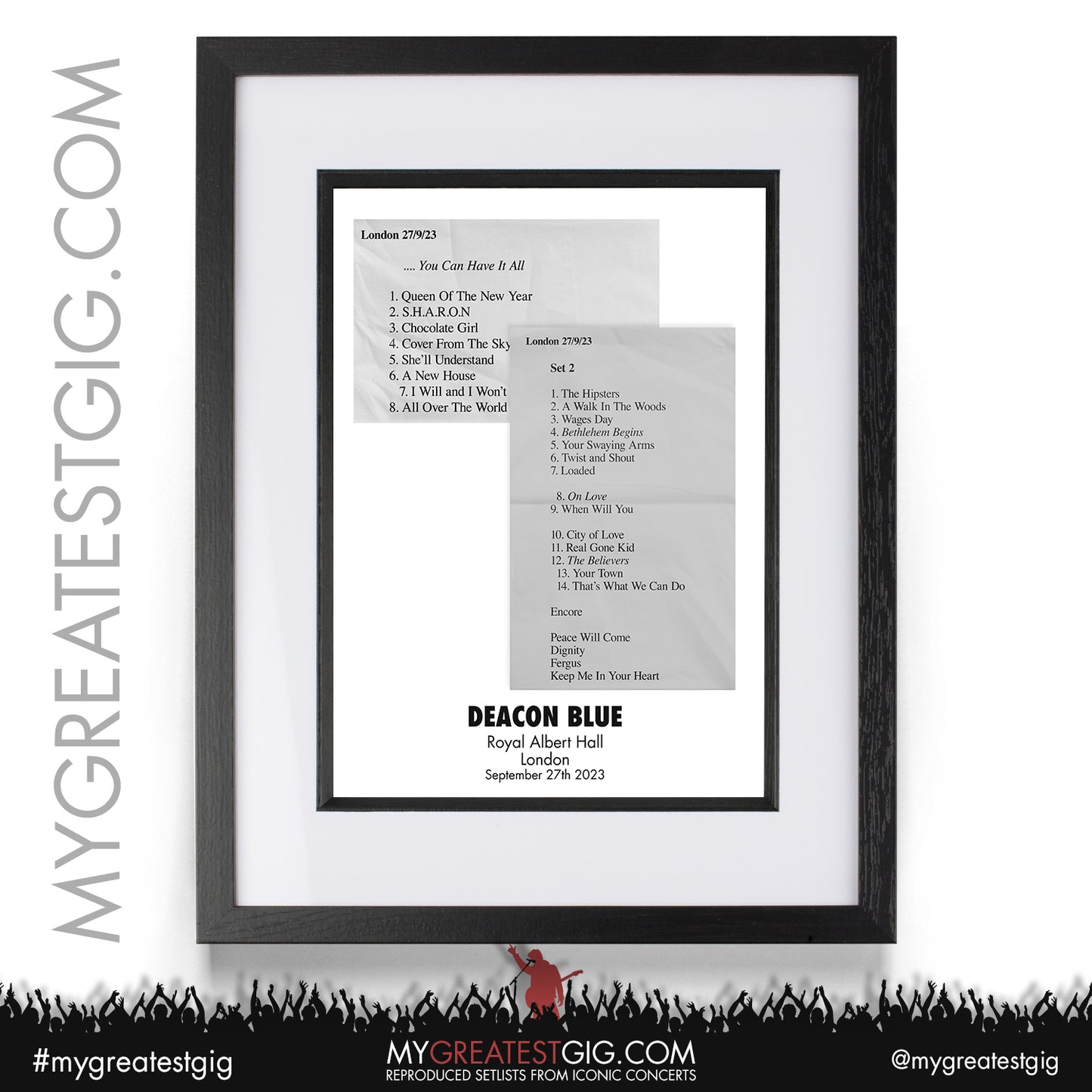 Deacon Blue - Albert Hall - September 27th 2023 Recreated Setlist Poster