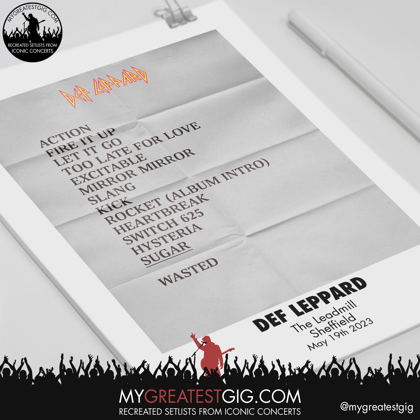 Def Leppard - Sheffield - May 19th 2023 Recreated Setlist Poster