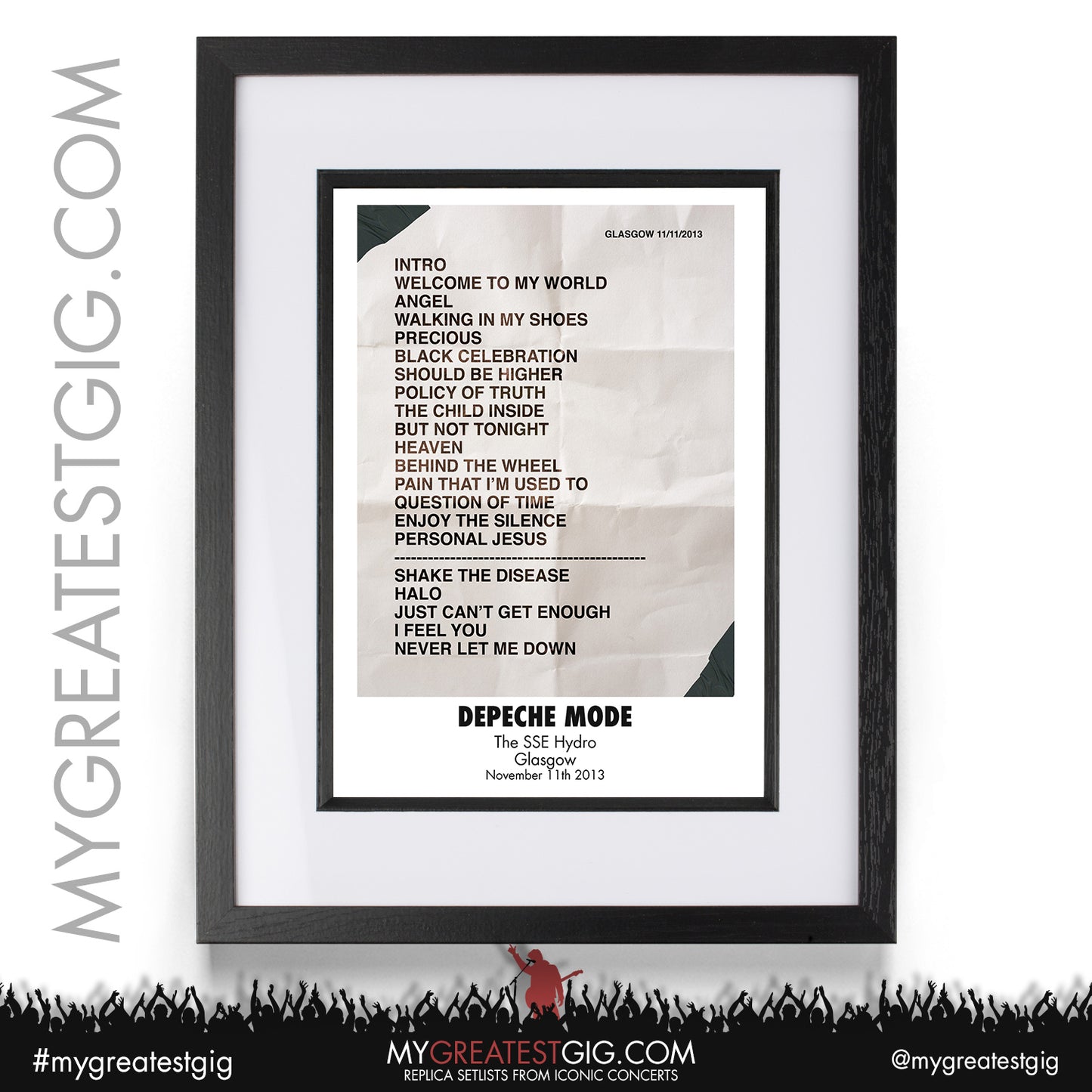 Depeche Mode - Glasgow - November 11th 2013 Replica Setlist Poster