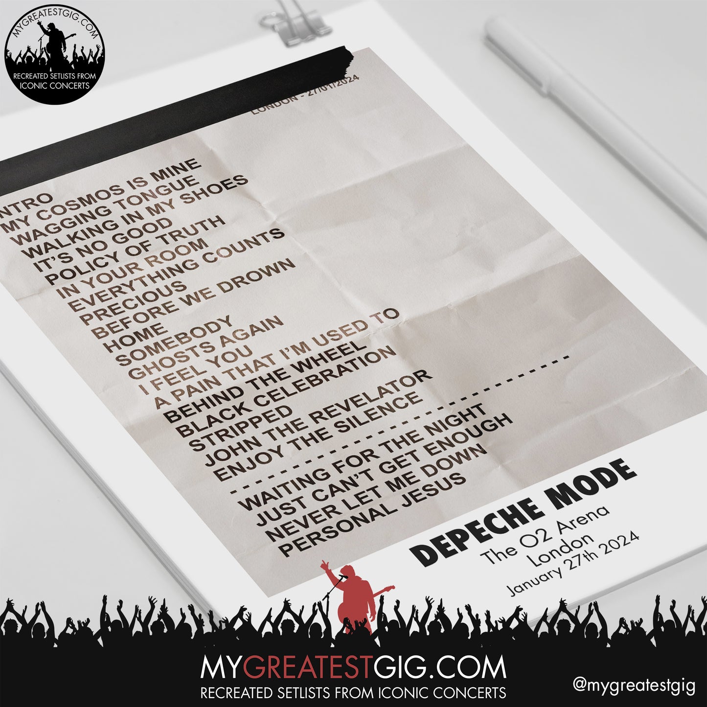 Depeche Mode - London - January 27th 2024 Replica Setlist Poster